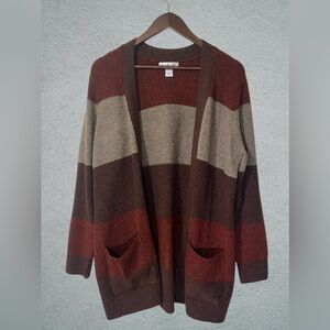 Christopher & Banks Striped, Open-Front Cardigan | Browns | Large